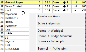 Menu contextuel